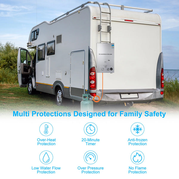 LPG Gas Warmwaterboiler 6L-18L - Instant Tankless Propaan Boiler - Liwolf.com