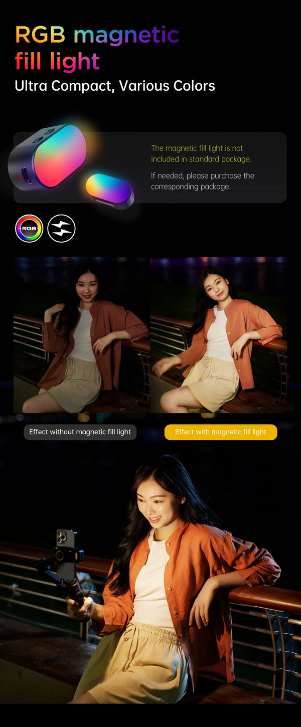 AOCHUAN 3-Axis Handheld Gimbal Stabilizer voor Smartphone met Fill Light – Perfect voor iPhone, Android, Face Tracking, TikTok, Vloggen en Smart XE - Liwolf.com