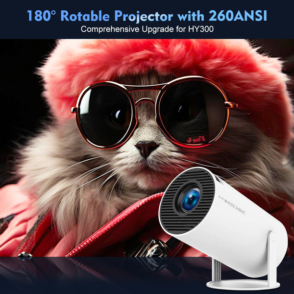 Magcubic HY300 Pro Projector Android 11 4K 1280*720P Dual Wifi 260ANSI 180°flexible BT5.0 Cinema Outdoor Portable Projector HY300 Pro - Liwolf.com