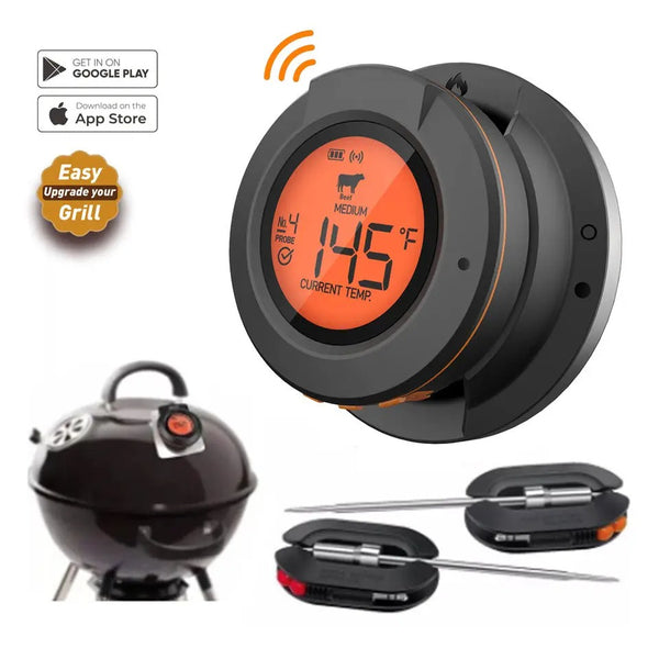 ToGrill Smart Wireless BBQ Thermometer - Bluetooth, 4 Temperatuursensoren, Smart App Control - Liwolf.com