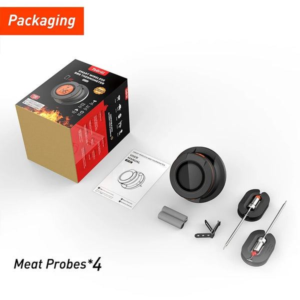 ToGrill Smart Wireless BBQ Thermometer - Bluetooth, 4 Temperatuursensoren, Smart App Control - Liwolf.com