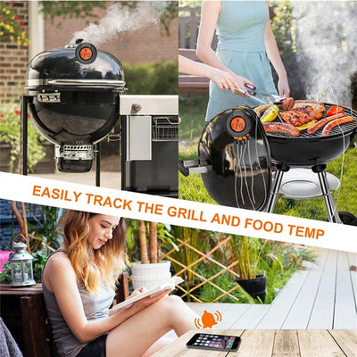 Thermomètre de barbecue sans fil intelligent ToGrill - Bluetooth, 4 capteurs de température, contrôle intelligent via l'application