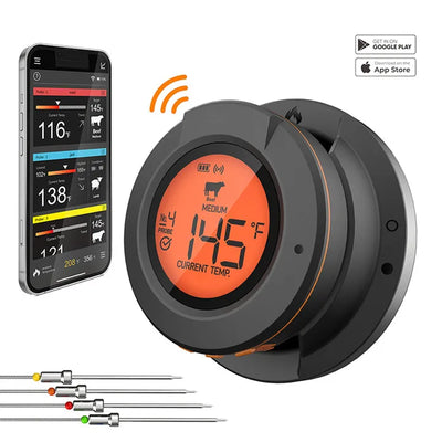 ToGrill Smart Wireless BBQ Thermometer - Bluetooth, 4 Temperatuursensoren, Smart App Control