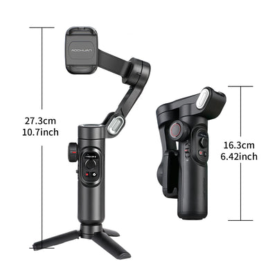 AOCHUAN 3-Axis Handheld Gimbal Stabilizer for Smartphone with Fill Light for iPhone Android Face Tracking Tiktok Vlog Smart XE