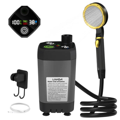 Portable Camping Shower with 6000mAh Battery and Digital Display