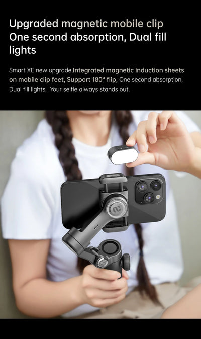 AOCHUAN 3-Axis Handheld Gimbal Stabilizer voor Smartphone met Fill Light – Perfect voor iPhone, Android, Face Tracking, TikTok, Vloggen en Smart XE